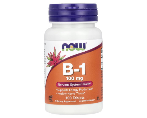 Тіамін, Вітамін В1, Vitamin B-1, NOW Foods, 100 мг, 100 таблеток