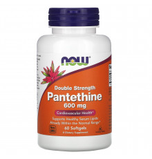 Пантетин, Pantethine, Now Foods, подвійна сила, 600 мг, 60 гелевих капсул