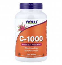 Вітамін С-1000, C-1000, Now Foods, з шипшиною та біофлавоноїдами, 250 таблеток