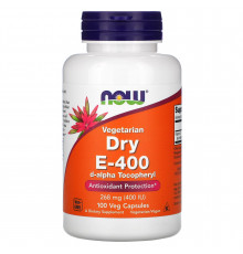 Вітамін Е сухий, Vegetarian Dry E-400, Now Foods, 268 мг (400 МО), 100 вегетаріанських капсул