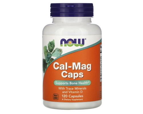 Кальцій та магній, Cal-Mag Caps, Now Foods, з мікроелементами та вітаміном D, 120 капсул