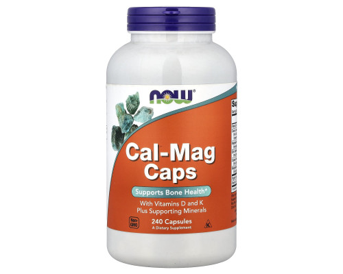 Кальцій та магній, Cal-Mag Caps, Now Foods, з мікроелементами та вітаміном D, 240 капсул
