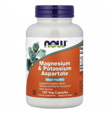 Магній та калій аспартат, Magnesium & Potassium Aspartate, Now Foods, 120 вегетаріанських капсул