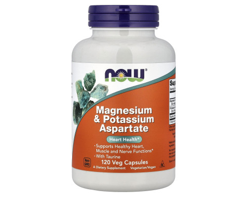 Магній та калій аспартат, Magnesium & Potassium Aspartate, Now Foods, 120 вегетаріанських капсул