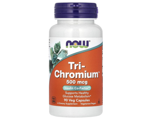 Хром, Tri-Chromium, Now Foods, 500 мкг, 90 вегетаріанських капсул