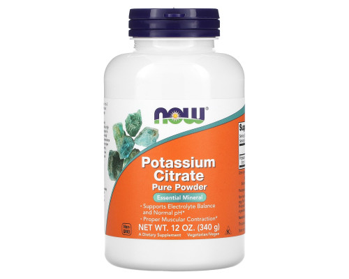 Калій цитрат, Potassium Citrate, Now Foods, чистий порошок, 340 г