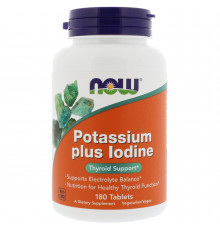 Йодид калію, Potassium Plus Iodine, Now Foods, 180 таблеток
