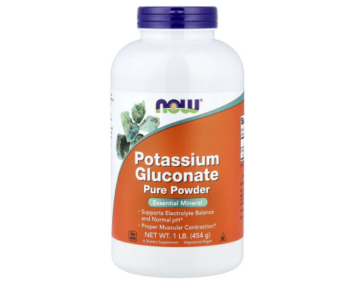 Калію глюконат, Potassium Gluconate, Now Foods, чистий порошок, 454 г