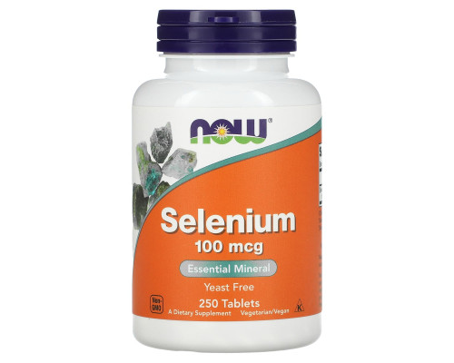 Селен, Selenium, Now Foods, без дріжджів, 100 мкг, 250 таблеток