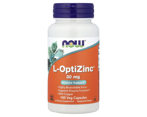 ОптіЦинк, L-OptiZinc, Now Foods, 30 мг, 100 вегетаріанських капсул