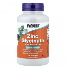 Гліцинат цинку, Zinc Glycinate, Now Foods, 120 гелевих капсул