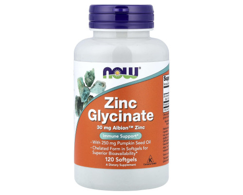 Гліцинат цинку, Zinc Glycinate, Now Foods, 120 гелевих капсул