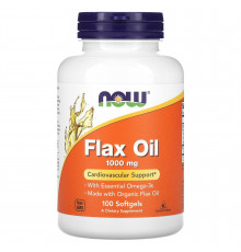 Льняна олія, Flax Oil, NOW Foods, органік, незамінні жирні кислоти Омега-3, 1000 мг, 100 гелевих капсул