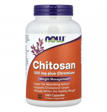 Хітозан та хром для схуднення, Chitosan, Now Foods, 500 мг, 240 капсул