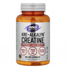 Креатин, Kre-Alkalyn Creatine, NOW Foods, Sports, 120 вегетаріанських капсул (750 мг на капсулу)