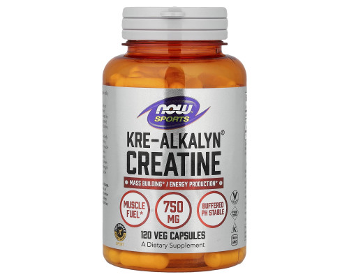 Креатин, Kre-Alkalyn Creatine, NOW Foods, Sports, 120 вегетаріанських капсул (750 мг на капсулу)