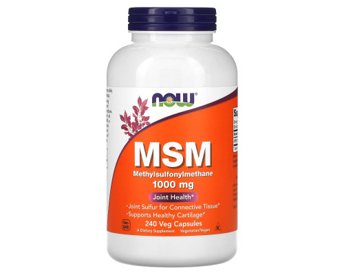 МСМ, Метилсульфонілметан, MSM, NOW Foods, 1000 мг, 240 вегетаріанських капсул.