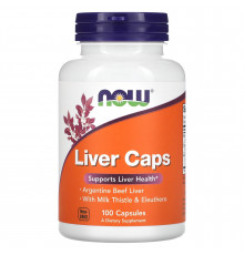 Підтримка печінки, Liver Caps, NOW Foods, з порошком яловичої печінки, 100 капсул
