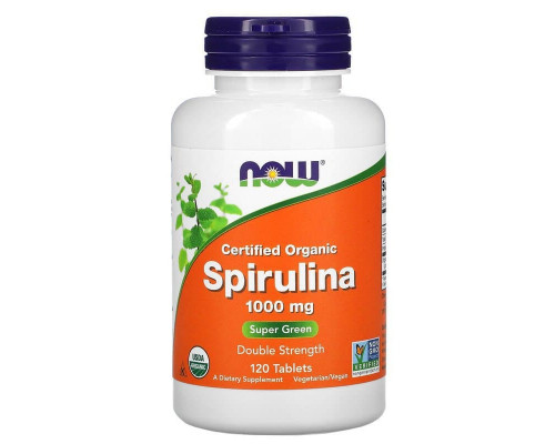 Спіруліна сертифікована органічна, Spirulina, Now Foods, 1000 мг, 120 таблеток