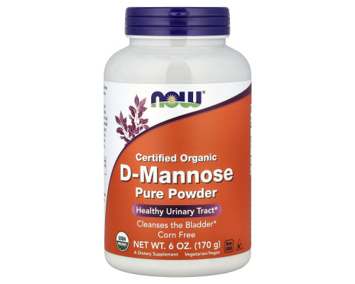 D-манноза, D-Mannose, Now Foods, сертифікований органічний порошок, 170 г