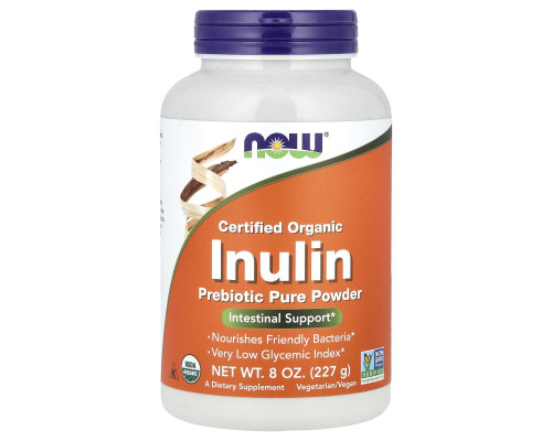 Інулін органічний, Inulin, Now Foods, чистий пребіотичний сертифікований порошок, 227 г