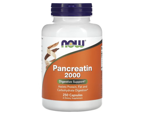 Панкреатин, Pancreatin 2000, Now Foods, 2000 мг, 250 капсул
