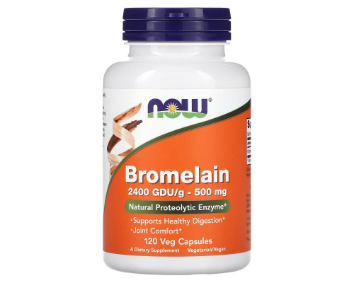 Бромелайн, Bromelain, NOW Foods, 500 мг, 120 вегетаріанських капсул