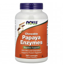 Папаїн, Papaya Enzymes, NOW Foods, жувальні ферменти, 360 льодяників