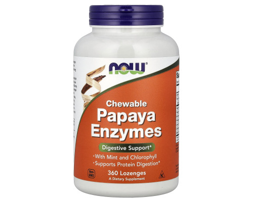 Папаїн, Papaya Enzymes, NOW Foods, жувальні ферменти, 360 льодяників
