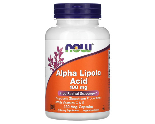 Альфа-ліпоєва кислота, Alpha Lipoic Acid, Now Foods, 100 мг, 120 вегетаріанських капсул