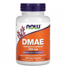 Диметиламіноетанол, DMAE, NOW Foods, 250 мг, 100 вегетаріанських капсул