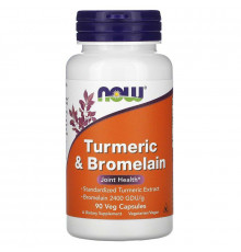 Куркумін і бромелайн, Turmeric & Bromelain, Now Foods, 90 вегетаріанських капсул