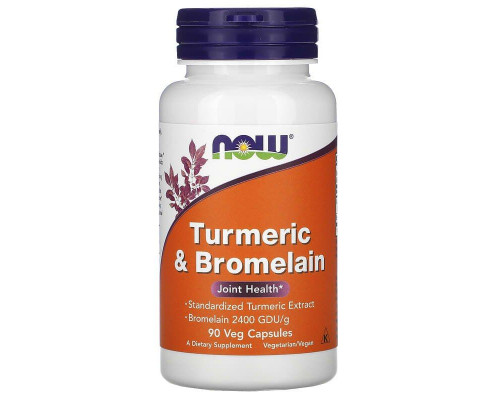 Куркумін і бромелайн, Turmeric & Bromelain, Now Foods, 90 вегетаріанських капсул