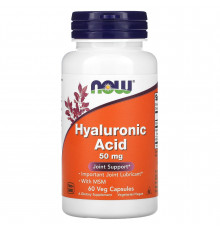 Гіалуронова кислота та МСМ, Hyaluronic Acid, NOW Foods, 50 мг, 60 рослинних капсул