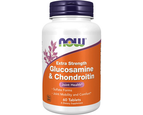 Глюкозамін та хондроїтин, Glucosamine & Chondroitin, Now Foods, екстра сила, 60 таблеток