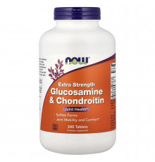 Глюкозамін та хондроїтин, Glucosamine & Chondroitin, Now Foods, екстра сила, 240 таблеток