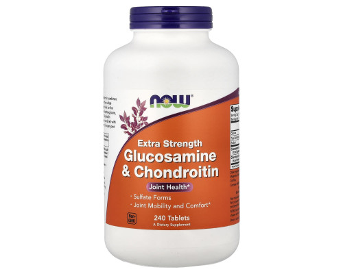 Глюкозамін та хондроїтин, Glucosamine & Chondroitin, Now Foods, екстра сила, 240 таблеток