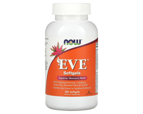 Вітаміни для жінок, EVE Women's Multi, Now Foods, чудовий комплекс, 180 гелевих капсул