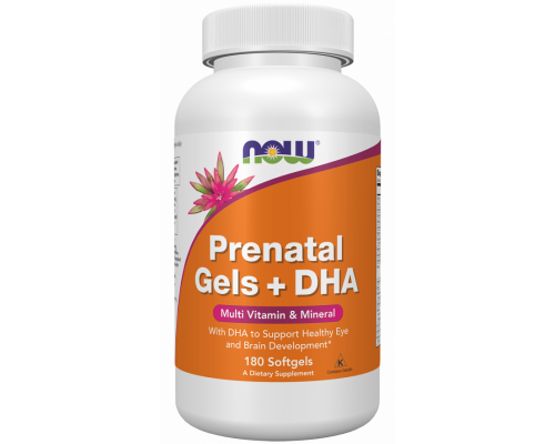 Вітаміни для вагітних з риб'ячим жиром, Prenatal Gels + DHA, Now Foods, 180 гелевих капсул