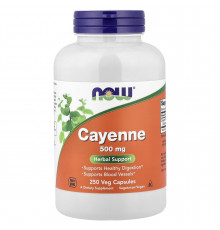 Каєнський перець, Cayenne, Now Foods, 500 мг, 250 вегетаріанських капсул
