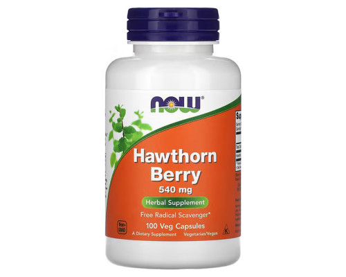 Глід, Hawthorn Berry, NOW Foods, ягоди, 540 мг, 100 вегетаріанських капсул