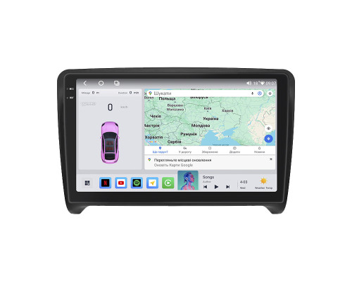 Штатная магнитола Lesko для Audi TTS II (8J) 2007-2010 экран 9" 4/64 QLED CarPlay 4G Wi-Fi GPS 360 Prime