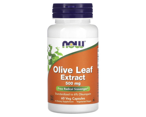 Листя оливи екстракт, Olive Leaf, Now Foods, 500 мг, 60 кап.
