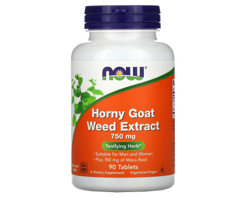 Горянка з макою (Horny Goat Weed), Now Foods, екстракт, 750 мг, 90 таблеток