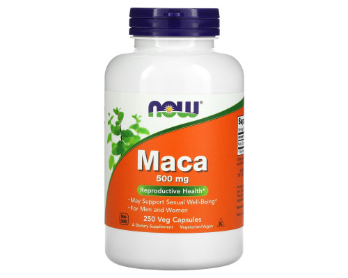 Мака (Maca), Now Foods, 500 мг, 250 вегетаріанських капсул