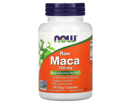 Мака (Maca), Now Foods, сира, 750 мг, 90 вегетаріанських капсул