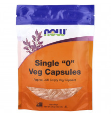 Порожні капсули "0", Single "0" Veg Capsules, Now Foods, 300 порожніх вегетаріанських капсул (29 г)
