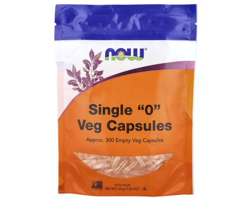 Порожні капсули "0", Single "0" Veg Capsules, Now Foods, 300 порожніх вегетаріанських капсул (29 г)