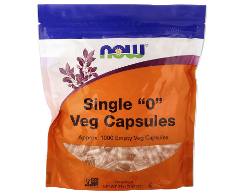Порожні капсули "0", Single "0" Veg Capsules, Now Foods, 1000 порожніх вегетаріанських капсул