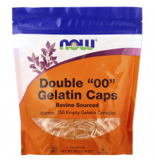 Порожні капсули "00", Double "00" Gelatin Caps, Now Foods, 750 порожніх желатинових капсул (89 г)